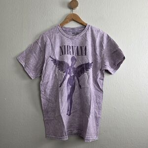 Nirvana Angel Graphic Tee Purple Acid Wash Rock Band Shirt Large